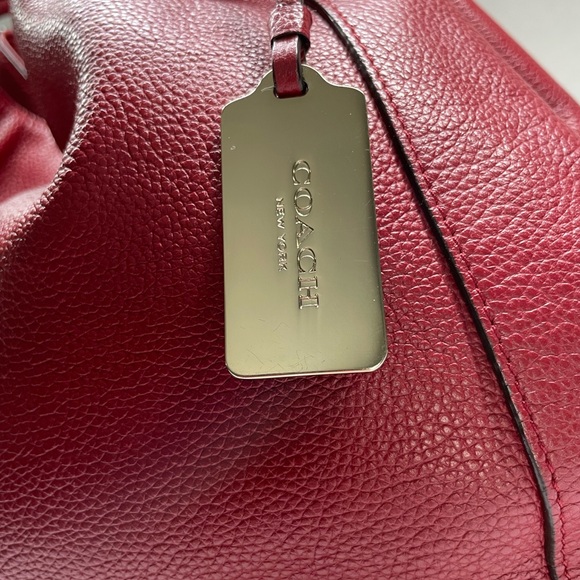 Coach Edie Pebbled Leather (33547) Shoulder Bag in Red with Dust Bag - Picture 9 of 16